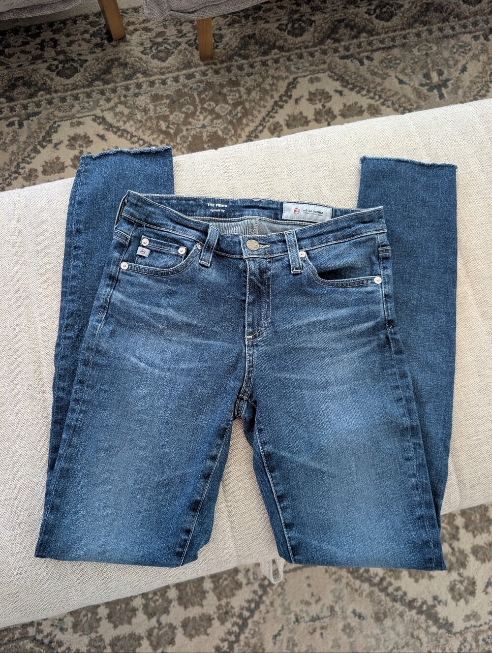 AG Adriano Goldschmied The Prima Cigarette Leg Raw Hem Jeans Size 24